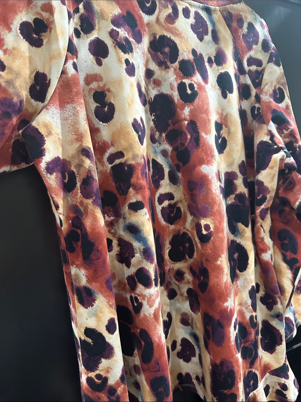 LOGO Lounge plus size by Lori Goldstein Multi-Color Leopard Print Ruffle-Hem Top - Picture 11 of 13